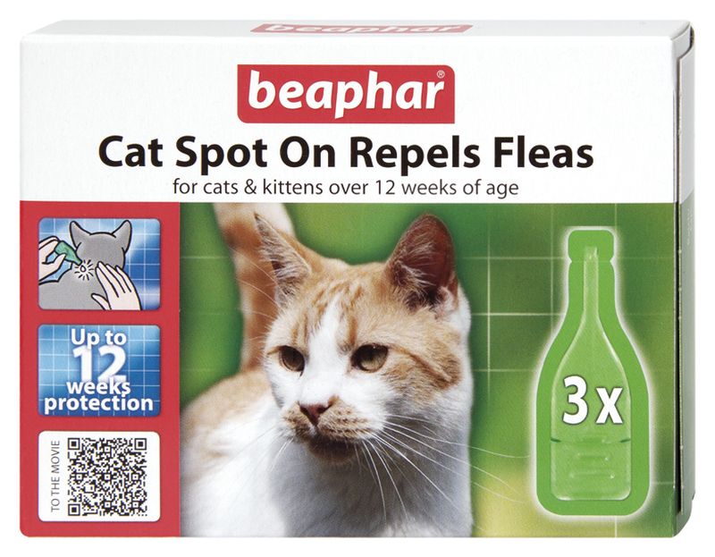 Beaphar Cat Spot On Repels Fleas 12 Week Protection 3pack